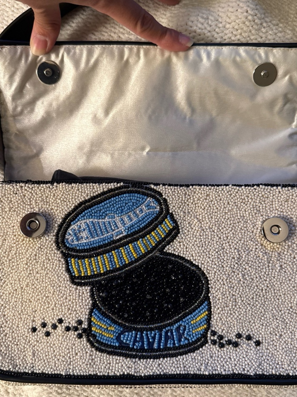 LIKE NEW STAUD Tommy Beaded Bag, Caviar Dreams - Picture 9 of 9